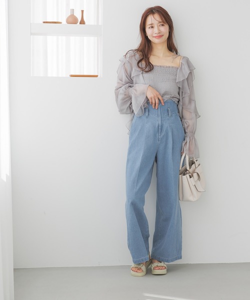 mysty woman（ミスティウーマン）の「ラッフルブラウスキャミSET