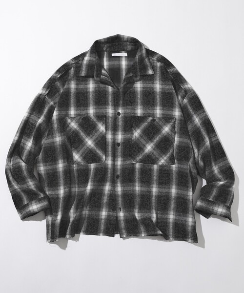 Firsthand（ファーストハンド）の「Firsthand/ファーストハンド ダメージ加工 オーバーサイズ ロングスリーブ チェックシャツ / 長袖 レギュラーカラーシャツ（シャツ/ブラウス・メンズ・ネイビー/グリーン/チャコールグレー・LARGE/MEDIUM）」の4枚目の写真