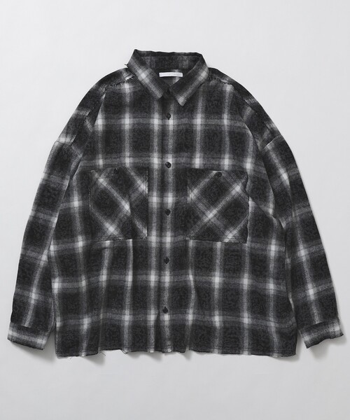 Firsthand（ファーストハンド）の「Firsthand/ファーストハンド ダメージ加工 オーバーサイズ ロングスリーブ チェックシャツ / 長袖 レギュラーカラーシャツ（シャツ/ブラウス・メンズ・ネイビー/グリーン/チャコールグレー・LARGE/MEDIUM）」の6枚目の写真