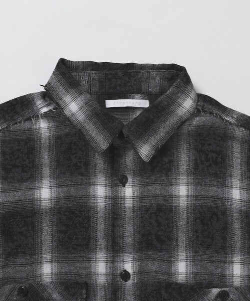 Firsthand（ファーストハンド）の「Firsthand/ファーストハンド ダメージ加工 オーバーサイズ ロングスリーブ チェックシャツ / 長袖 レギュラーカラーシャツ（シャツ/ブラウス・メンズ・ネイビー/グリーン/チャコールグレー・LARGE/MEDIUM）」の8枚目の写真