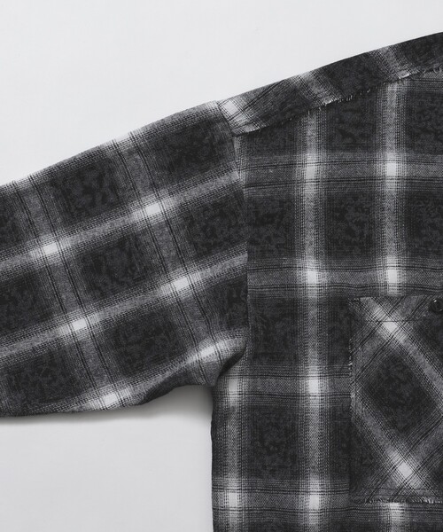 Firsthand（ファーストハンド）の「Firsthand/ファーストハンド ダメージ加工 オーバーサイズ ロングスリーブ チェックシャツ / 長袖 レギュラーカラーシャツ（シャツ/ブラウス・メンズ・ネイビー/グリーン/チャコールグレー・LARGE/MEDIUM）」の9枚目の写真