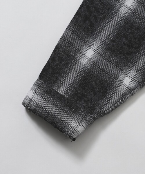 Firsthand（ファーストハンド）の「Firsthand/ファーストハンド ダメージ加工 オーバーサイズ ロングスリーブ チェックシャツ / 長袖 レギュラーカラーシャツ（シャツ/ブラウス・メンズ・ネイビー/グリーン/チャコールグレー・LARGE/MEDIUM）」の10枚目の写真