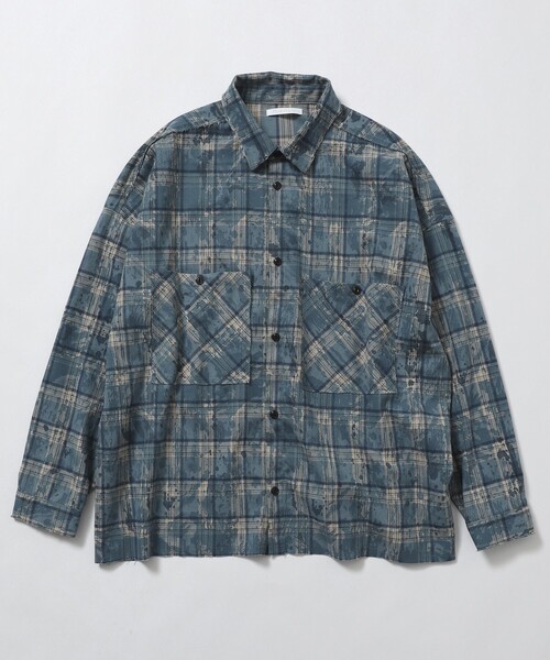 Firsthand（ファーストハンド）の「Firsthand/ファーストハンド ダメージ加工 オーバーサイズ ロングスリーブ チェックシャツ / 長袖 レギュラーカラーシャツ（シャツ/ブラウス・メンズ・ネイビー/グリーン/チャコールグレー・LARGE/MEDIUM）」の17枚目の写真