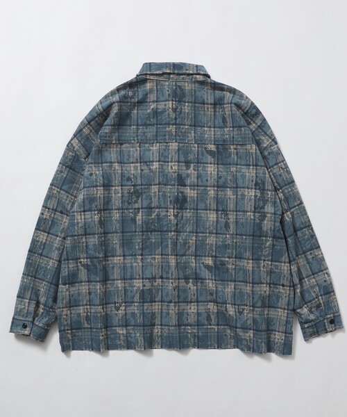 Firsthand（ファーストハンド）の「Firsthand/ファーストハンド ダメージ加工 オーバーサイズ ロングスリーブ チェックシャツ / 長袖 レギュラーカラーシャツ（シャツ/ブラウス・メンズ・ネイビー/グリーン/チャコールグレー・LARGE/MEDIUM）」の18枚目の写真
