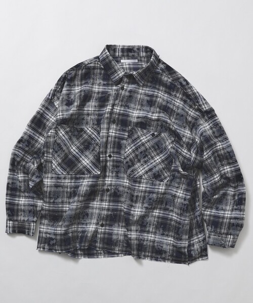 Firsthand（ファーストハンド）の「Firsthand/ファーストハンド ダメージ加工 オーバーサイズ ロングスリーブ チェックシャツ / 長袖 レギュラーカラーシャツ（シャツ/ブラウス・メンズ・ネイビー/グリーン/チャコールグレー・LARGE/MEDIUM）」の20枚目の写真