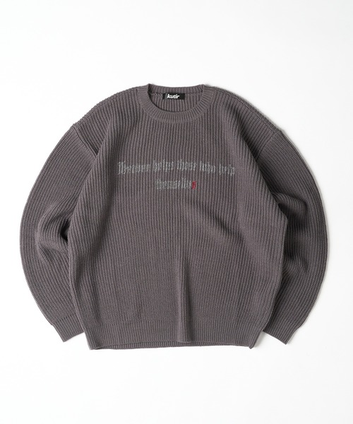 kutir(クティール)の「SPRAY FRONT DESIGN KNIT/スプレーフロントデザインニット(ニット/セーター・メンズ・チャコールグレー/ブラック/グレイッシュベージュ・MEDIUM/LARGE)」の1枚目の写真