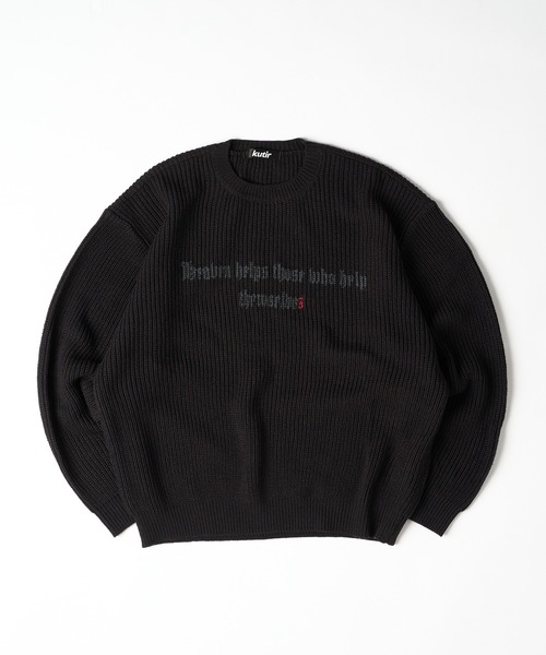 kutir(クティール)の「SPRAY FRONT DESIGN KNIT/スプレーフロントデザインニット(ニット/セーター・メンズ・チャコールグレー/ブラック/グレイッシュベージュ・MEDIUM/LARGE)」の2枚目の写真