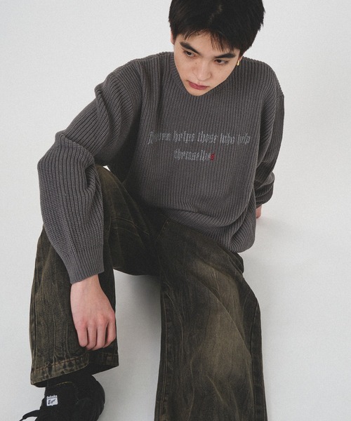 kutir(クティール)の「SPRAY FRONT DESIGN KNIT/スプレーフロントデザインニット(ニット/セーター・メンズ・チャコールグレー/ブラック/グレイッシュベージュ・MEDIUM/LARGE)」の19枚目の写真