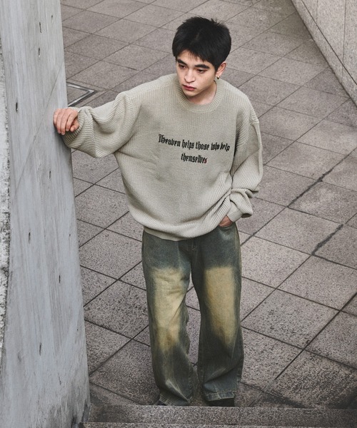 kutir(クティール)の「SPRAY FRONT DESIGN KNIT/スプレーフロントデザインニット(ニット/セーター・メンズ・チャコールグレー/ブラック/グレイッシュベージュ・MEDIUM/LARGE)」の16枚目の写真