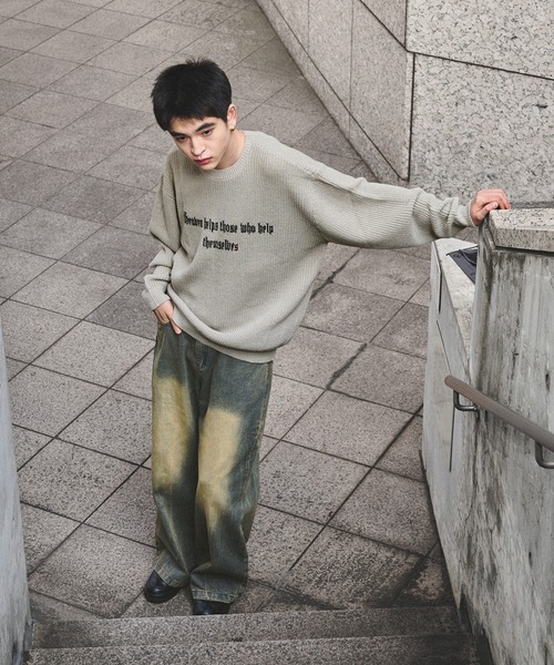 kutir(クティール)の「SPRAY FRONT DESIGN KNIT/スプレーフロントデザインニット(ニット/セーター・メンズ・チャコールグレー/ブラック/グレイッシュベージュ・MEDIUM/LARGE)」の17枚目の写真
