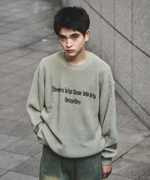 kutir(クティール)の「SPRAY FRONT DESIGN KNIT/スプレーフロントデザインニット(ニット/セーター・メンズ・チャコールグレー/ブラック/グレイッシュベージュ・MEDIUM/LARGE)」の15枚目の写真