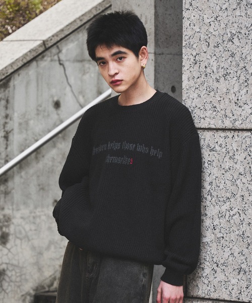 kutir(クティール)の「SPRAY FRONT DESIGN KNIT/スプレーフロントデザインニット(ニット/セーター・メンズ・チャコールグレー/ブラック/グレイッシュベージュ・MEDIUM/LARGE)」の5枚目の写真