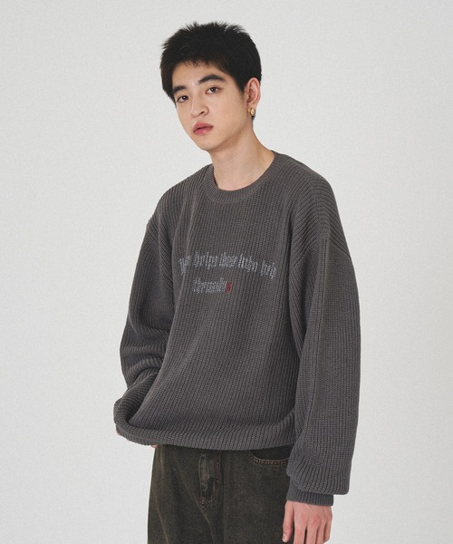 kutir(クティール)の「SPRAY FRONT DESIGN KNIT/スプレーフロントデザインニット(ニット/セーター・メンズ・チャコールグレー/ブラック/グレイッシュベージュ・MEDIUM/LARGE)」の6枚目の写真