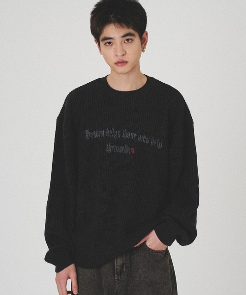 kutir(クティール)の「SPRAY FRONT DESIGN KNIT/スプレーフロントデザインニット(ニット/セーター・メンズ・チャコールグレー/ブラック/グレイッシュベージュ・MEDIUM/LARGE)」の7枚目の写真
