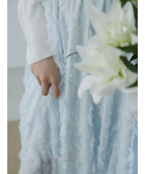 dazzlin（ダズリン）の「エアリーレースシャーリングワンピース（ワンピース・レディース・ブルー/オフホワイト・SMALL/MEDIUM）」の5枚目の写真