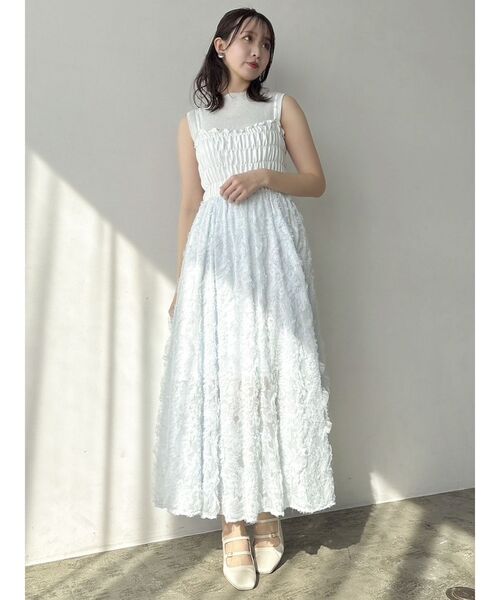 熱販売 セール】エアリーレースシャーリングワンピース（ワンピース ワンピース