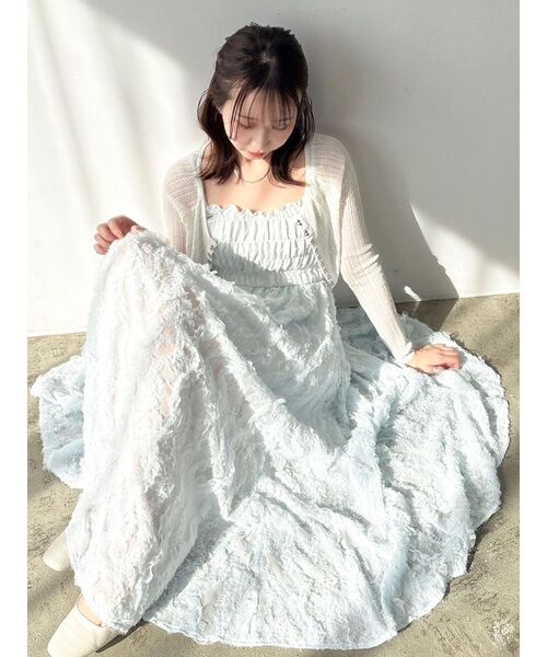 dazzlin（ダズリン）の「エアリーレースシャーリングワンピース（ワンピース・レディース・ブルー/オフホワイト・SMALL/MEDIUM）」の15枚目の写真