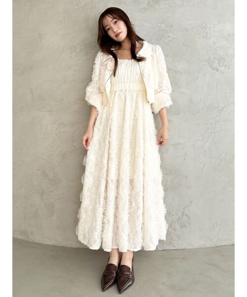 dazzlin（ダズリン）の「エアリーレースシャーリングワンピース（ワンピース・レディース・ブルー/オフホワイト・SMALL/MEDIUM）」の9枚目の写真