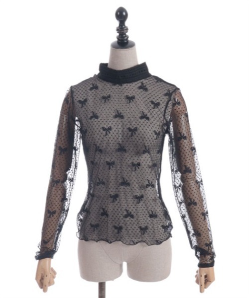 axes femme POETIQUE（アクシーズファムポエティック）の「２ＷＡＹリボンチュールプルオーバー（Tシャツ/カットソー・レディース・ブラック/キナリ・MEDIUM）」の9枚目の写真