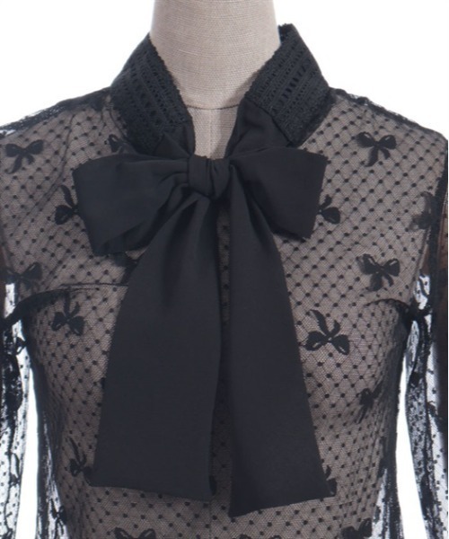 axes femme POETIQUE（アクシーズファムポエティック）の「２ＷＡＹリボンチュールプルオーバー（Tシャツ/カットソー・レディース・ブラック/キナリ・MEDIUM）」の10枚目の写真