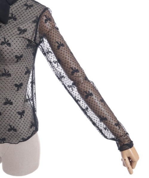 axes femme POETIQUE（アクシーズファムポエティック）の「２ＷＡＹリボンチュールプルオーバー（Tシャツ/カットソー・レディース・ブラック/キナリ・MEDIUM）」の13枚目の写真