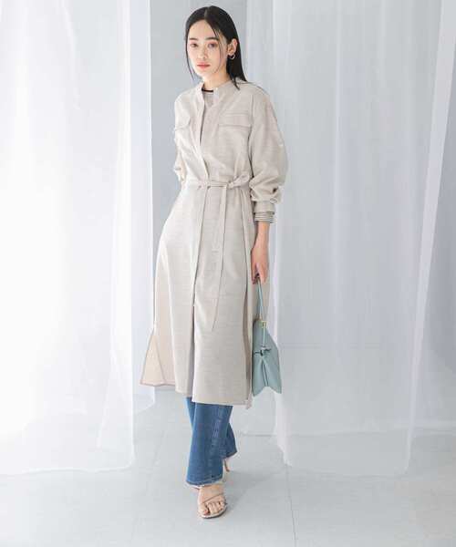 URBAN RESEARCH ROSSO WOMEN（アーバンリサーチ　ロッソ）の「ウォッシャブルリネンライクシャツワンピース（ワンピース・レディース・チャコールグレー/ライトベージュ/ブルー・FREE）」の9枚目の写真