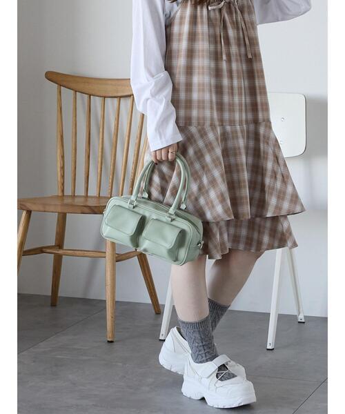 ehka sopo(エヘカソポ)の「エコレザー2wayバッグ(ハンドバッグ・レディース・ブラック/キナリ/ミント・F)」の1枚目の写真