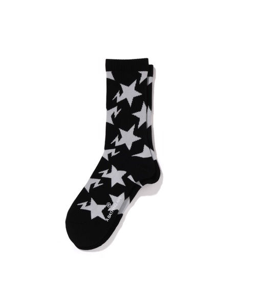 A BATHING APE(アベイシングエイプ)の「STA PATTERN SOCKS(ソックス/靴下・メンズ・ブラック/ホワイト・LARGE/MEDIUM)」の1枚目の写真
