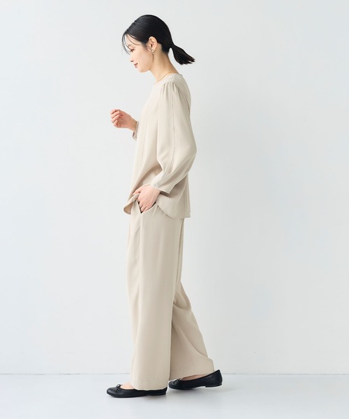 CROSS FUNCTION（クロスファンクション）の「《シワになりにくい》サマ美え バックサテンツイルワイドイージーパンツ【CF/クロスファンクション】（その他パンツ・レディース・ライトグレー/チャコールグレー・LL/L/M）」の10枚目の写真