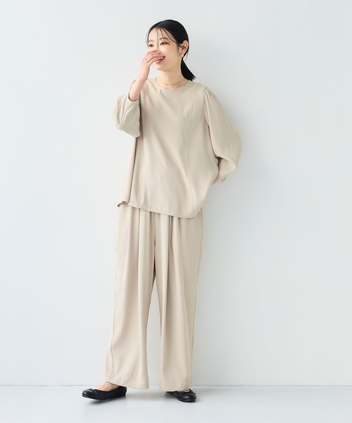 CROSS FUNCTION（クロスファンクション）の「《シワになりにくい》サマ美え バックサテンツイルワイドイージーパンツ【CF/クロスファンクション】（その他パンツ・レディース・ライトグレー/チャコールグレー・LL/L/M）」の11枚目の写真