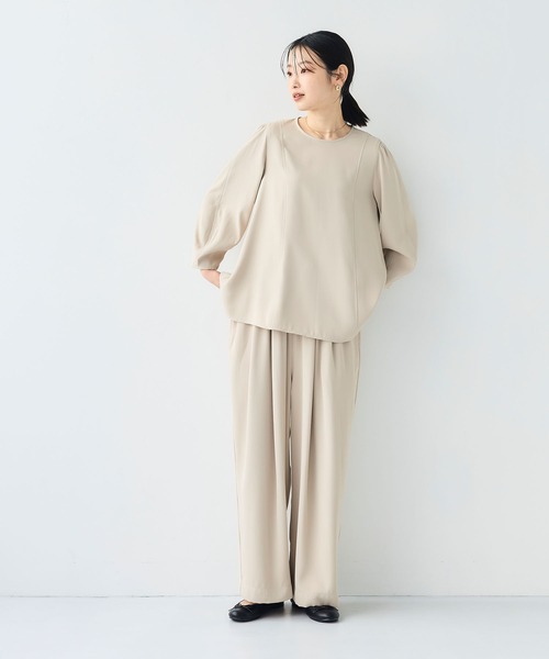 CROSS FUNCTION（クロスファンクション）の「《シワになりにくい》サマ美え バックサテンツイルワイドイージーパンツ【CF/クロスファンクション】（その他パンツ・レディース・ライトグレー/チャコールグレー・LL/L/M）」の6枚目の写真