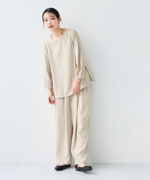 CROSS FUNCTION（クロスファンクション）の「《シワになりにくい》サマ美え バックサテンツイルワイドイージーパンツ【CF/クロスファンクション】（その他パンツ・レディース・ライトグレー/チャコールグレー・LL/L/M）」の7枚目の写真