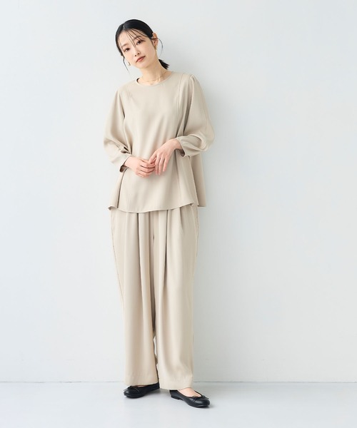 CROSS FUNCTION（クロスファンクション）の「《シワになりにくい》サマ美え バックサテンツイルワイドイージーパンツ【CF/クロスファンクション】（その他パンツ・レディース・ライトグレー/チャコールグレー・LL/L/M）」の8枚目の写真