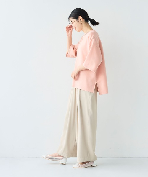 CROSS FUNCTION（クロスファンクション）の「《シワになりにくい》サマ美え バックサテンツイルワイドイージーパンツ【CF/クロスファンクション】（その他パンツ・レディース・ライトグレー/チャコールグレー・LL/L/M）」の12枚目の写真