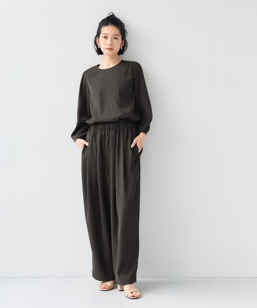 CROSS FUNCTION（クロスファンクション）の「《シワになりにくい》サマ美え バックサテンツイルワイドイージーパンツ【CF/クロスファンクション】（その他パンツ・レディース・ライトグレー/チャコールグレー・LL/L/M）」の21枚目の写真