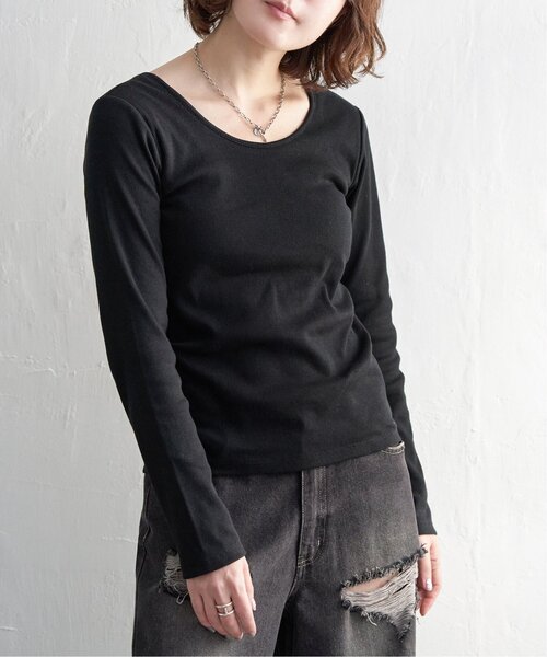 notch.(ノッチ)の「カップ付きテレコロンT(Tシャツ/カットソー・レディース・ブラック/オフホワイト/チャコール・M)」の11枚目の写真