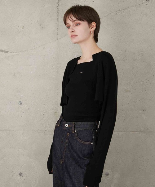 カーディガン 「LA PEAU DE GEM」two piece long cami knit/2ピースロングキャミニット レディース LA PEAU DE GEM】two piece long cami knit/2ピースロングキャミ