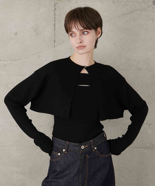 一回短時間着用 ラポドゥジェムtwo piece long cami knit セール】【LA PEAU DE GEM】two piece long cami knit/2ピース