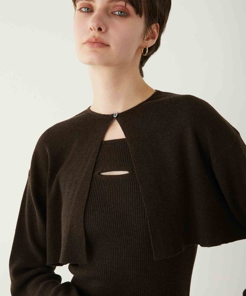 カーディガン 「LA PEAU DE GEM」two piece long cami knit/2ピースロングキャミニット レディース LA PEAU DE GEM】two piece long cami knit/2ピースロングキャミ