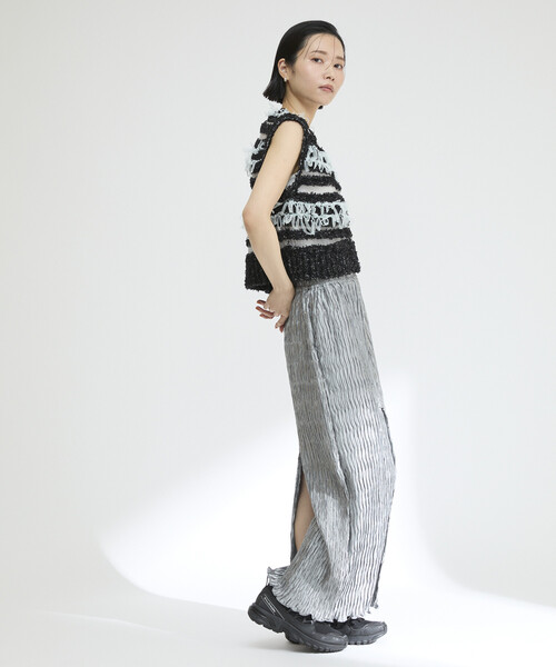 Firsthand（ファーストハンド）の「Firsthand/ファーストハンド クリンクル プリーツ スリット イージースカート / イージーパンツ（スカート・レディース・オフホワイト/ブルー・FREE）」の14枚目の写真