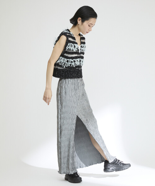 Firsthand（ファーストハンド）の「Firsthand/ファーストハンド クリンクル プリーツ スリット イージースカート / イージーパンツ（スカート・レディース・オフホワイト/ブルー・FREE）」の13枚目の写真