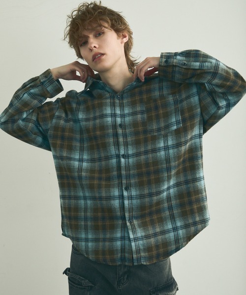 Shoowtime(ショウタイム)の「Flannel ombre check long sleeve shirt / フランネルオンブレチェック長袖シャツ(シャツ/ブラウス・メンズ・グリーン系/ブルー系・MEDIUM/LARGE/X-LARGE)」の4枚目の写真