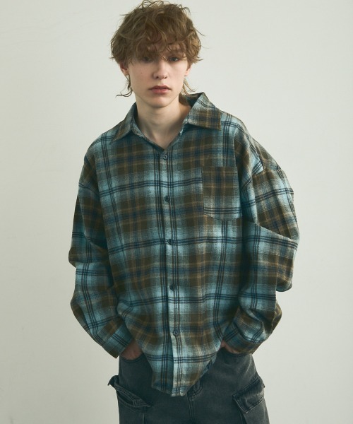 Shoowtime(ショウタイム)の「Flannel ombre check long sleeve shirt / フランネルオンブレチェック長袖シャツ(シャツ/ブラウス・メンズ・グリーン系/ブルー系・MEDIUM/LARGE/X-LARGE)」の5枚目の写真