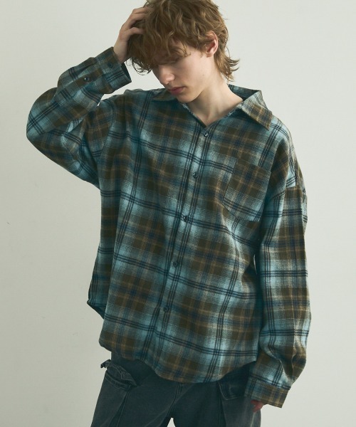 Shoowtime(ショウタイム)の「Flannel ombre check long sleeve shirt / フランネルオンブレチェック長袖シャツ(シャツ/ブラウス・メンズ・グリーン系/ブルー系・MEDIUM/LARGE/X-LARGE)」の6枚目の写真