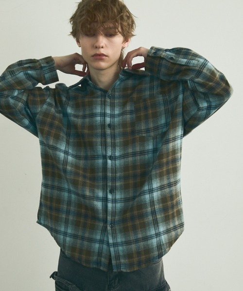 Shoowtime(ショウタイム)の「Flannel ombre check long sleeve shirt / フランネルオンブレチェック長袖シャツ(シャツ/ブラウス・メンズ・グリーン系/ブルー系・MEDIUM/LARGE/X-LARGE)」の7枚目の写真
