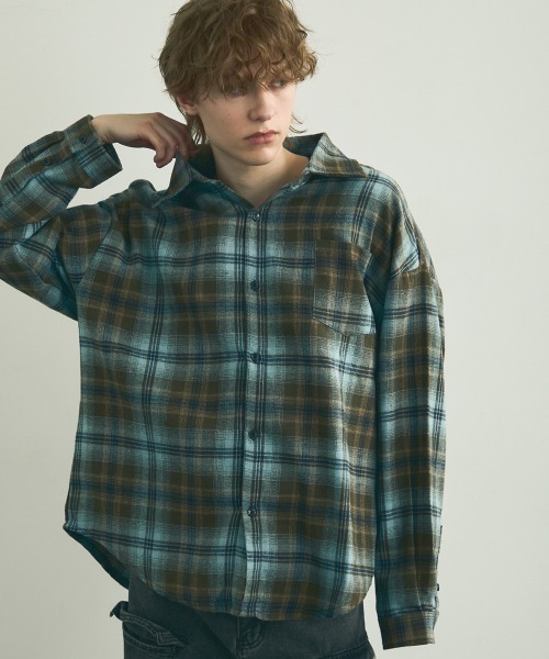 Shoowtime(ショウタイム)の「Flannel ombre check long sleeve shirt / フランネルオンブレチェック長袖シャツ(シャツ/ブラウス・メンズ・グリーン系/ブルー系・MEDIUM/LARGE/X-LARGE)」の8枚目の写真