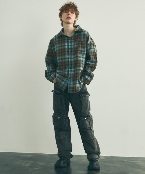 Shoowtime(ショウタイム)の「Flannel ombre check long sleeve shirt / フランネルオンブレチェック長袖シャツ(シャツ/ブラウス・メンズ・グリーン系/ブルー系・MEDIUM/LARGE/X-LARGE)」の12枚目の写真