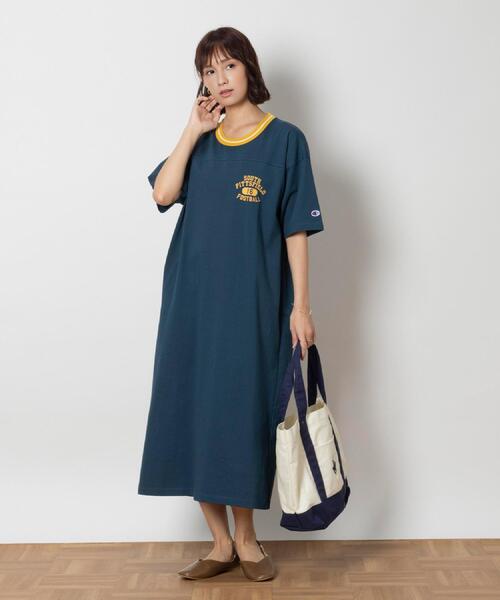 Champion(チャンピオン)の「Champion(チャンピオン)【レディース】ラインリブワンピース(ワンピース・レディース・グリーン/ネイビー/オフホワイト・M/L/XL/03)」の10枚目の写真
