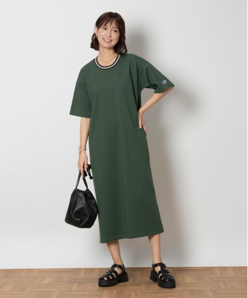 Champion（チャンピオン）の「【Champion】ラインリブワンピース（ワンピース・レディース・グリーン/ネイビー/オフホワイト・M/L/XL）」の18枚目の写真