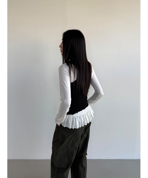 Didot.showroom(ディドット ショールーム)の「フリルヘムハイネックロンT(Tシャツ/カットソー・レディース・アイボリー/ブラック/ホワイト×ブラック/チャコールグレー×ブラック・FREE)」の16枚目の写真